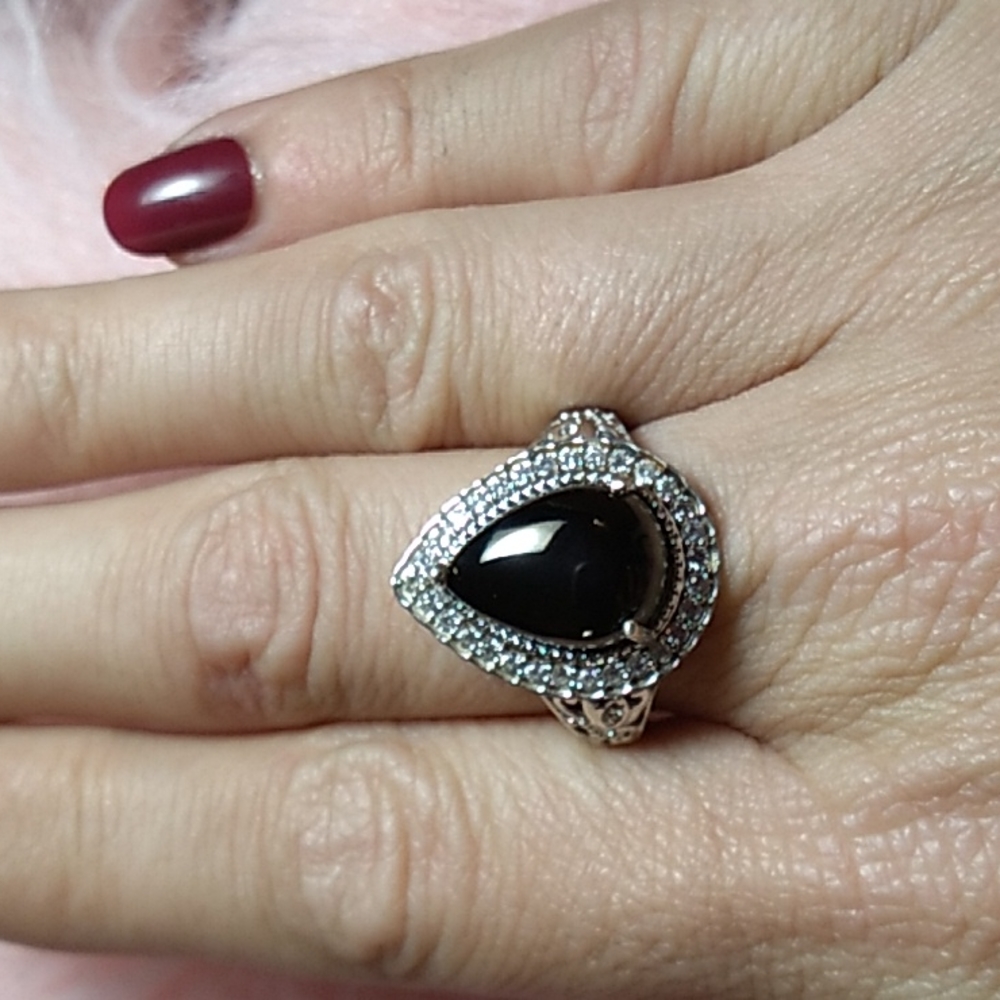Elite Shungite Diamond Platinum Halo Ring Black Certified Jewelry View 4
